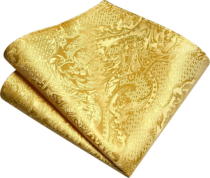 GUSLESON 8cm Paisley Tie Set for Men Necktie Lapel Pin Pocket Square Cufflinks Set for Men