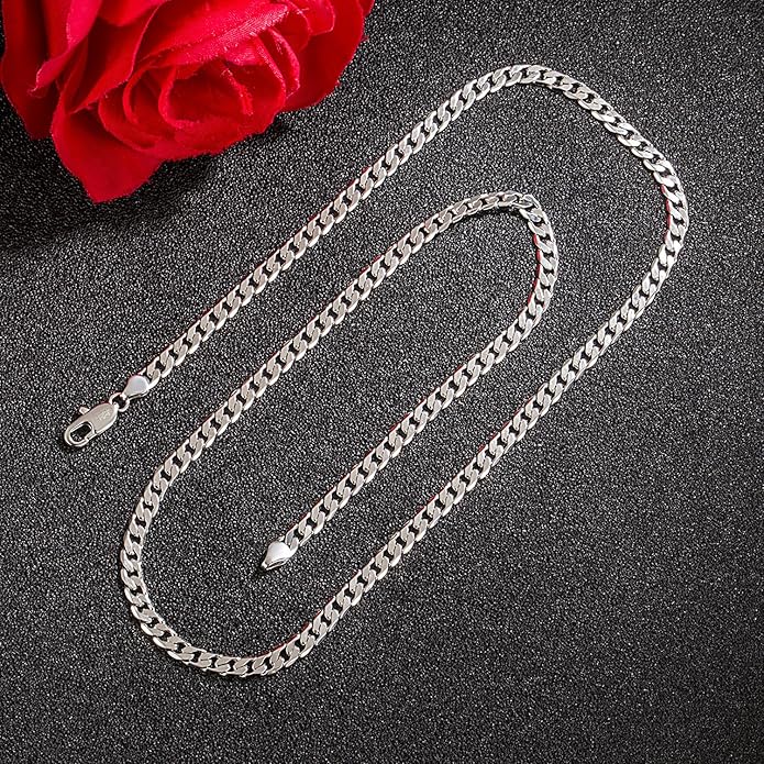 Dankadi Men 925 Sterling Silver Necklace 3-4-5MM Italy Diamond Cut Cuban Link Chain 16 "17" 18 "19" 20 "22" 24 "26" 28 "30" Fine Jewelry Gifts For Women