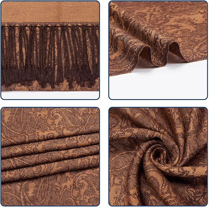 QIUTIMIY Paisley Pashmina Shawl Wrap Women Reversible Vintage Jacquard Pashmina Rave Scarf with Fringe for Evening, Wedding