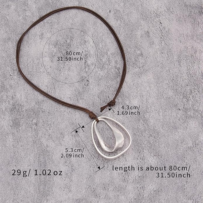 Boho Necklaces for Women Chunky Circle Necklace Layered Boho Circle Leather Choker Necklace Long Vintage Necklaces Bohemian Jewlery Gifts