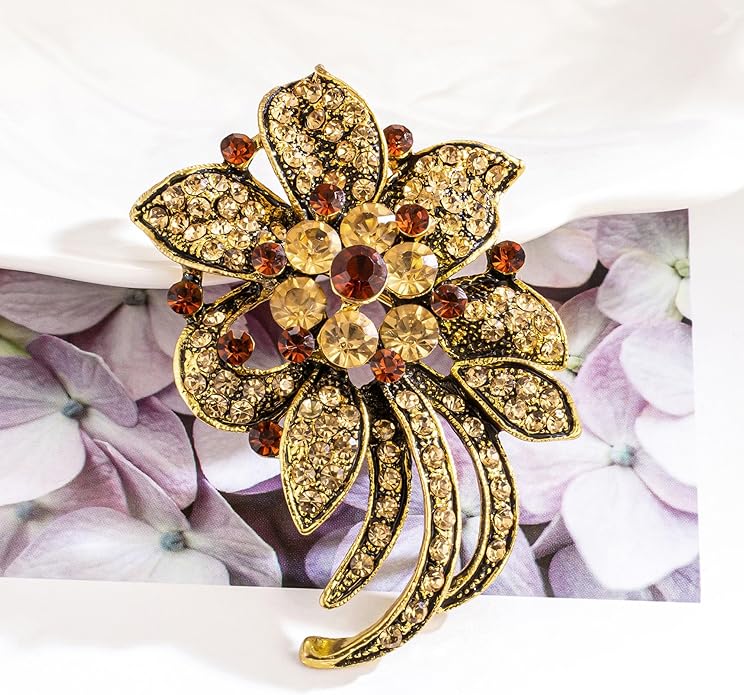 HAISWET Wedding Bridal Rhinestone Flower-shape Brooch Pin for Women