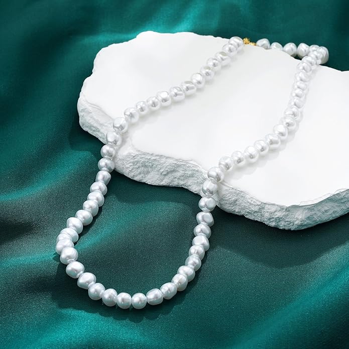 Pearl Necklaces for Women Trendy, 18K Gold/Silver Plated Layered Pearl Necklace Dainty Pearls Choker Necklace and Earring Set Simple Pearls Bracelets Wedding Prom Gold Jewelry for Women Gifts