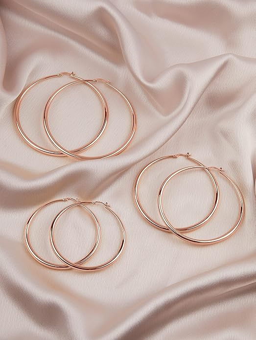 MILLA 14K Gold Hoop Earrings For Women, Silver Hoop Earrings & Rose Gold Earrings with Graduated Curvature