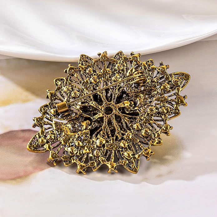 HAISWET Vintage Art Deco Crystal Rhinestone Brooch Pin for Women