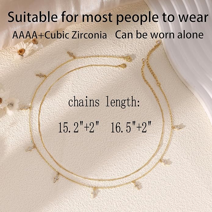 Layered Necklaces For Women,Dainty Gold Plated Necklace Stack Prom Layering Necklaces For Women Trendy Chain Cross Choker Necklace Set Fashion Accessories