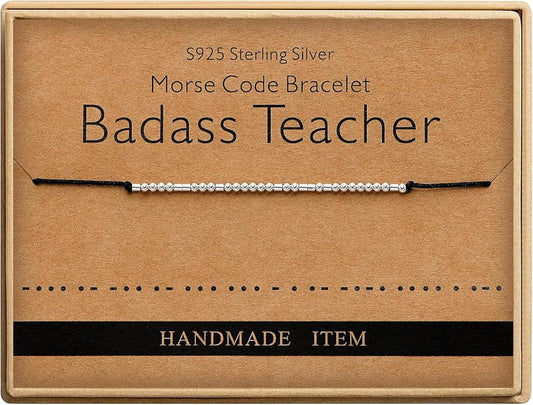 Monily Inspirational Gifts for Women Morse Code Bracelets for Women Funny Bracelet for Friend Funny Gift for Women Sterling Silver Bracelet for Women