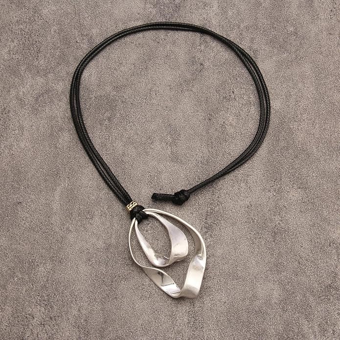 Long Boho Necklaces for Women Vintage Leather Wooden Pendant Y Choker Ethnic Style Gold Circle Hippie Sweater Necklace