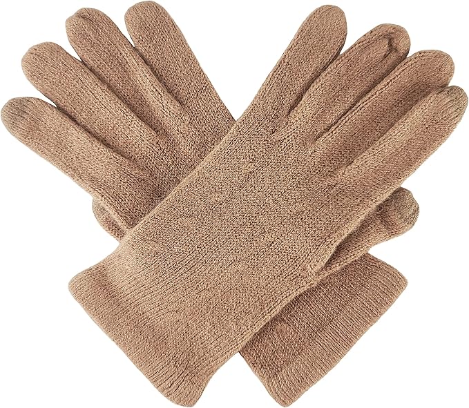 BRUCERIVER Women's Ultra Soft Knit Scarf & Glove Set Touchscreen Function Cable Design