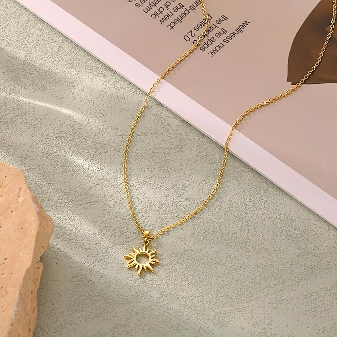 Lariat Necklaces for Women - Dainty Long Necklace Trendy 14K Gold Plated Hypoallergenic Layered Long Y-Shape Sunburst CZ T-Bar Pendant Drop Chain Necklace Set for Women Non Tarinsh Jewelry Gift