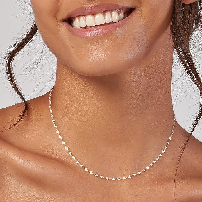 925 Sterling Silver Chain Necklace Link Chain Necklace for Women Simple Dainty 16K Gold Plated Necklace for Women Minimalist Waterproof Silver Necklace Trendy Jewelry Gifts