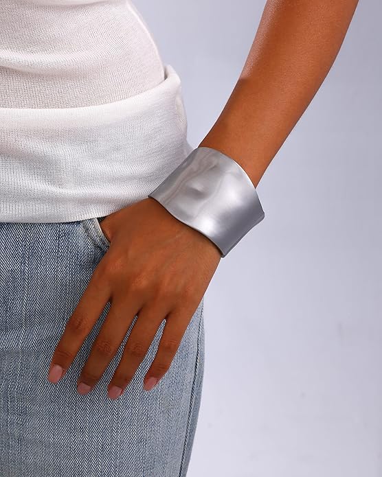 Bangle Bracelets for Women | 14K Gold Plated Trendy Wide Bracelets | Hinged Arm Cuff Bangles Chunky Bracelet for Women