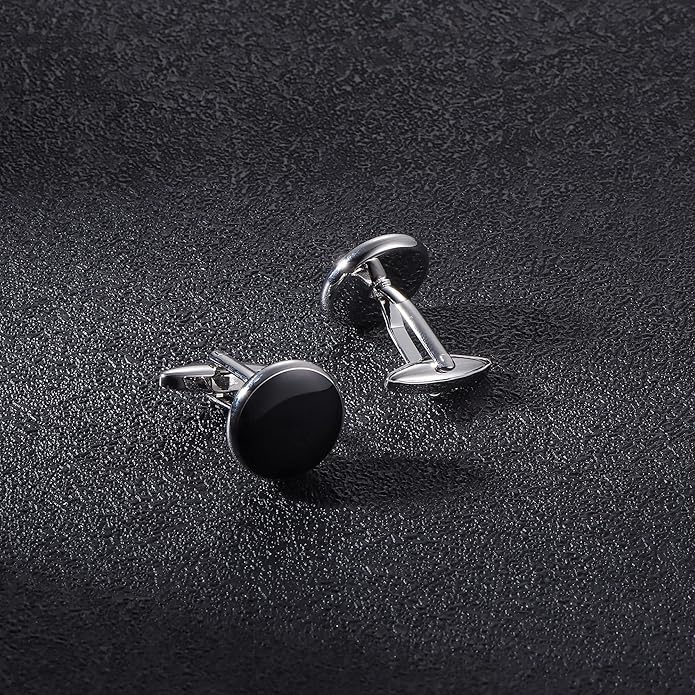 ORAZIO Cuff Links Mens Stainless Steel Cuff Links and Studs Set Gold Black Cufflinks for Men Tuxedo Studs Buttons for Formal Kit Business or Wedding Shirts