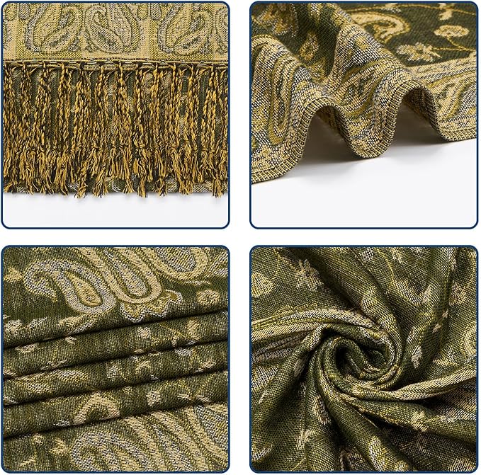 QIUTIMIY Paisley Pashmina Shawl Wrap Women Reversible Vintage Jacquard Pashmina Rave Scarf with Fringe for Evening, Wedding