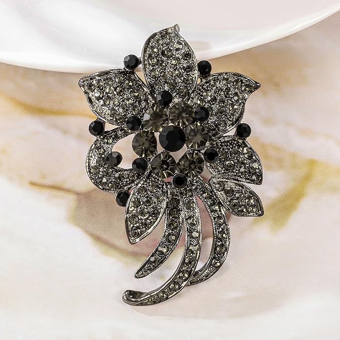 HAISWET Wedding Bridal Rhinestone Flower-shape Brooch Pin for Women