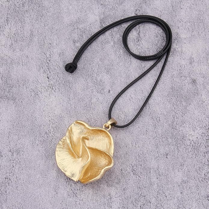 Long Boho Necklaces for Women Vintage Leather Wooden Pendant Y Choker Ethnic Style Gold Circle Hippie Sweater Necklace