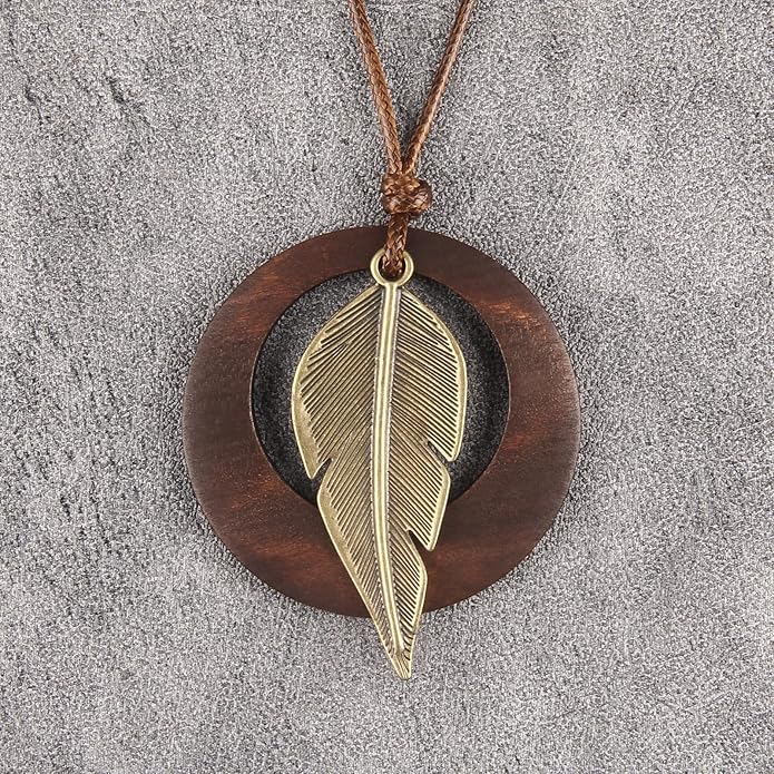 Boho Necklaces for Women Chunky Circle Necklace Layered Boho Circle Leather Choker Necklace Long Vintage Necklaces Bohemian Jewlery Gifts