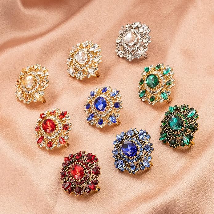 LAXPICOL Vintage Clear Austrian Crystal Brooch Pin for Women Elegant Wedding Bridal Brooches Broach Pin 1.69"*1.39"
