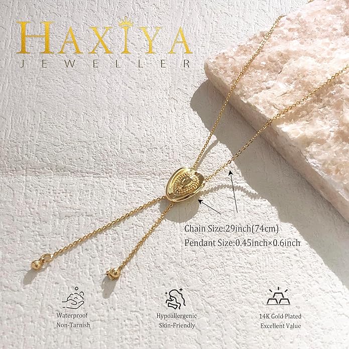 HAXIYA Lariat Gold Necklace for Women Dainty Long Necklace 14k Gold Plated/Silver Y-Shaped Pendant Drop Chain Trendy Layered Pearl/Beaded/CZ Necklaces Simple Gold Jewelry For Women Gift