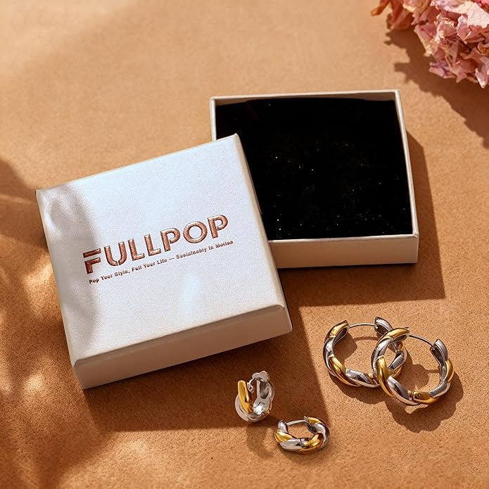 Fullpop Gold Earrings Set for Women Trendy, 18k Gold and Silver Stackable Huggie Hoop Earrings Statement Earrings for Women Trendy Small Gold Hoops Waterproof Non Tarnish Jewelry Gifts for Her