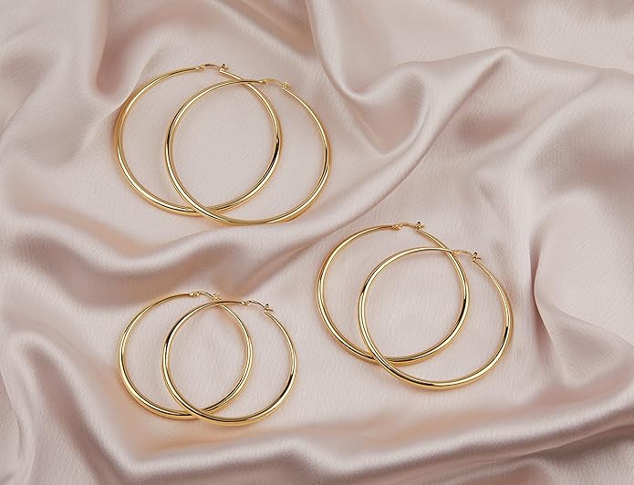 MILLA 14K Gold Hoop Earrings For Women, Silver Hoop Earrings & Rose Gold Earrings with Graduated Curvature