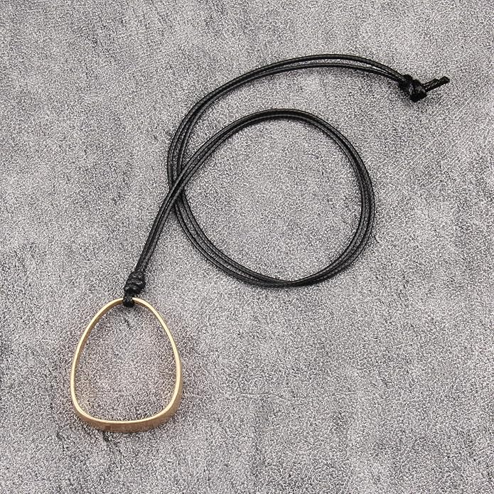 Long Boho Necklaces for Women Vintage Leather Wooden Pendant Y Choker Ethnic Style Gold Circle Hippie Sweater Necklace