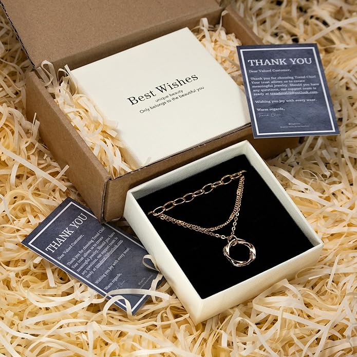 Gold Necklaces for Women Trendy Layered Circle Paperclip Pendant Choker Jewelry