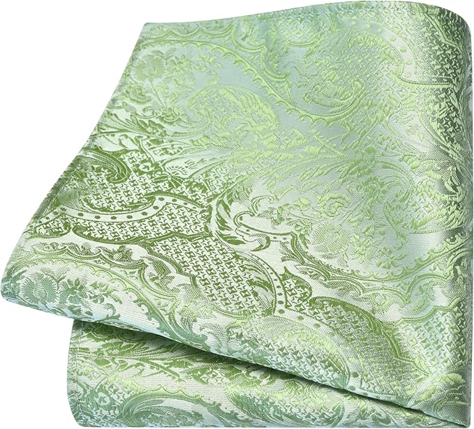 GUSLESON 8cm Paisley Tie Set for Men Necktie Lapel Pin Pocket Square Cufflinks Set for Men