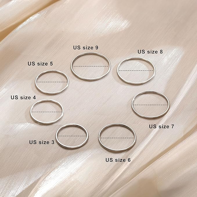 MILACOLATO 1mm Stainless Steel Stacking Rings for Women | Thin 14K Gold Plated Band Rings | Stackable Knuckle Rings Thumb Pinky Midi Rings | Comfort-Fit Size 3/4/5/6/7/8/9