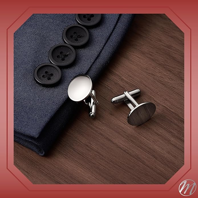 MASSETE Sterling Silver Cufflinks for Men Personalized with Engraved Initials or Name Gift for Men - Made in Italy