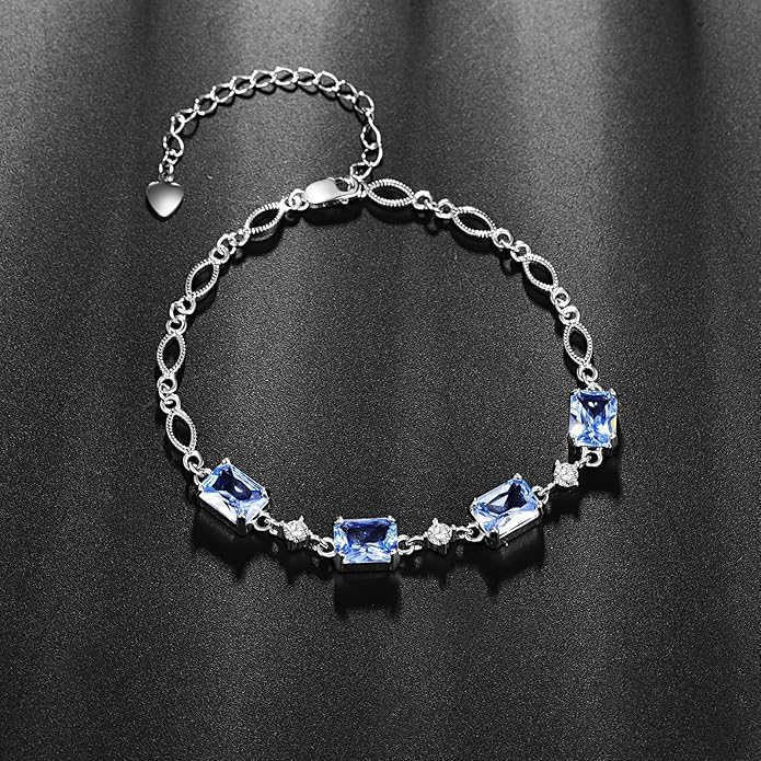 PRAYMOS Birthstone Bracelets for Women Mom Mother's Grandma Sterling Silver Women's Bracelets Birthstone Jewelry Gifts