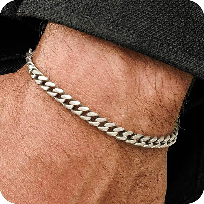 Galis Mens Bracelet - Cuban Link or Box Chain Layered Chain For Men - Premium Stainless Steel, Gift for him, Gold, Silver, Black Bracelet For Men 7-8" Size, 3-5mm Thick