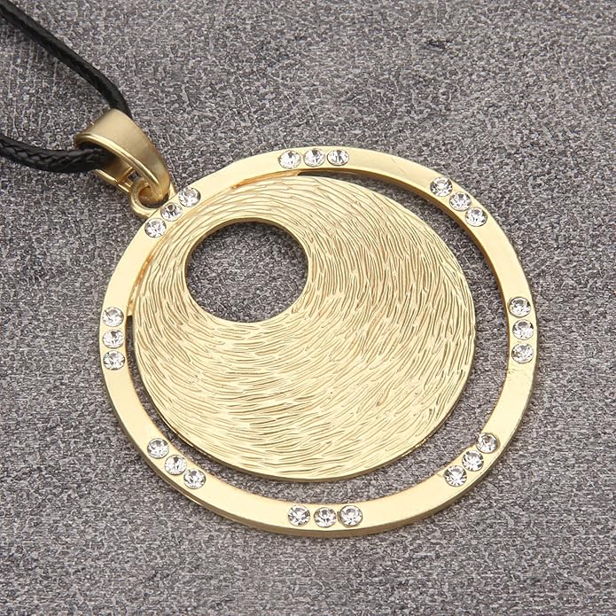 Boho Necklaces for Women Chunky Circle Necklace Layered Boho Circle Leather Choker Necklace Long Vintage Necklaces Bohemian Jewlery Gifts