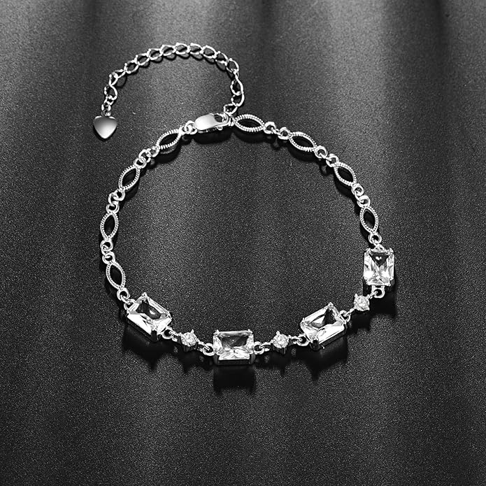 PRAYMOS Birthstone Bracelets for Women Mom Mother's Grandma Sterling Silver Women's Bracelets Birthstone Jewelry Gifts