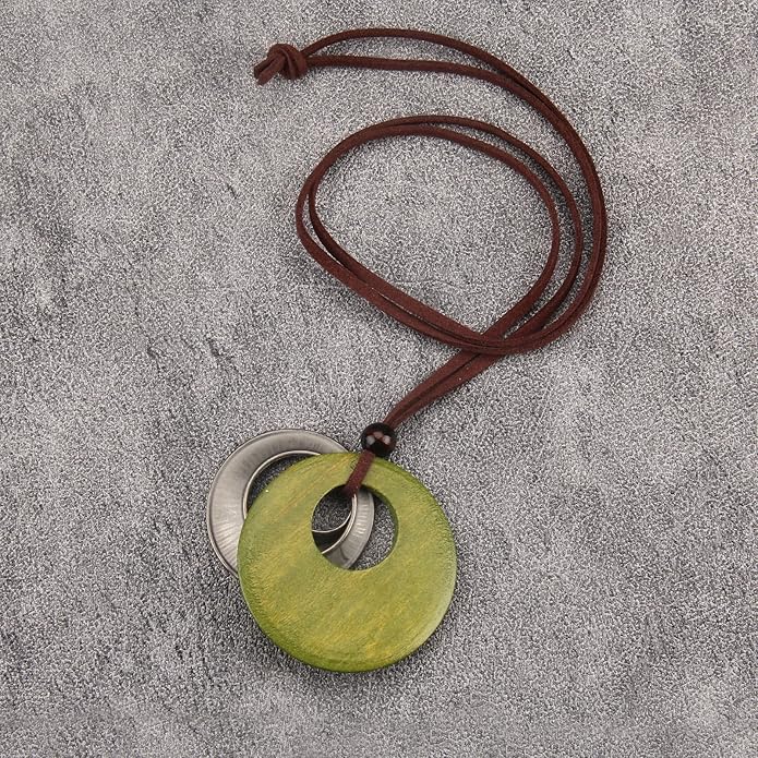 Boho Necklaces for Women Chunky Circle Necklace Layered Boho Circle Leather Choker Necklace Long Vintage Necklaces Bohemian Jewlery Gifts