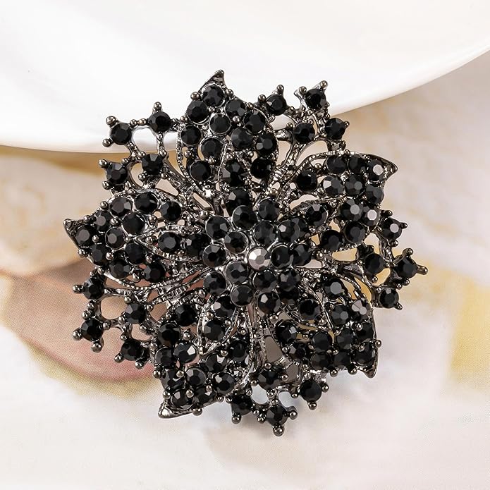 HAISWET Womens Flower-shape Statement Brooch Pin Crystal Brooch for Women
