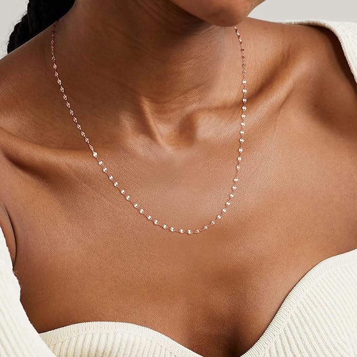 925 Sterling Silver Chain Necklace Link Chain Necklace for Women Simple Dainty 16K Gold Plated Necklace for Women Minimalist Waterproof Silver Necklace Trendy Jewelry Gifts