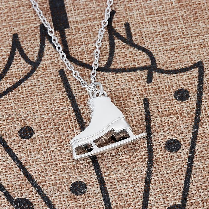 Kivosliviz Skater Necklace Women Teen Ice Skate Themed Figure Skating Necklace