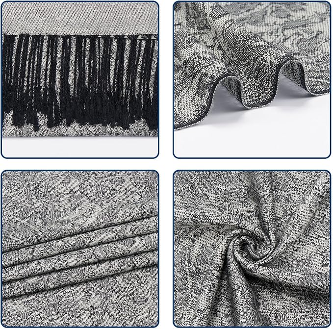 QIUTIMIY Paisley Pashmina Shawl Wrap Women Reversible Vintage Jacquard Pashmina Rave Scarf with Fringe for Evening, Wedding