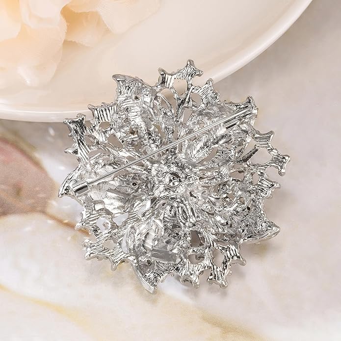 HAISWET Womens Flower-shape Statement Brooch Pin Crystal Brooch for Women