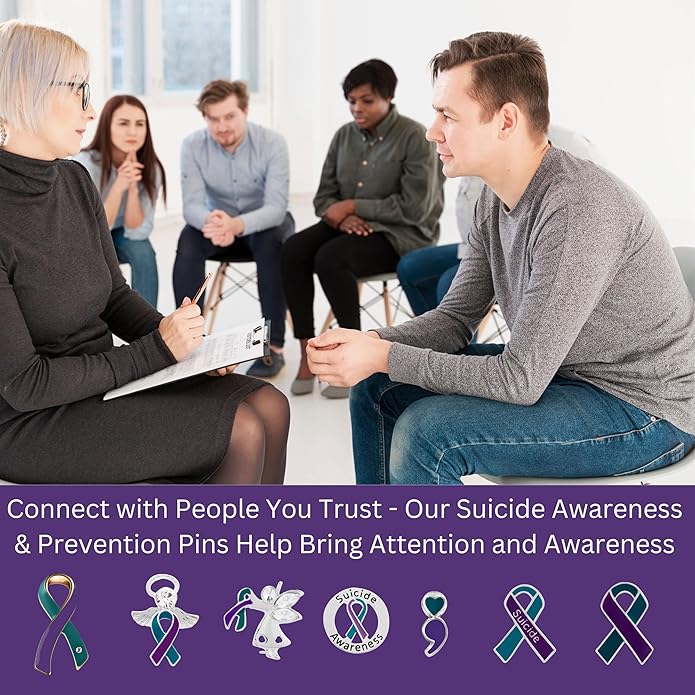 Suicide Awareness and Prevention Pin - Bulk Packs - Variety Pack of Teal & Purple Ribbon Pin Perfect for Support Groups, Gift-Giving and Fundraising