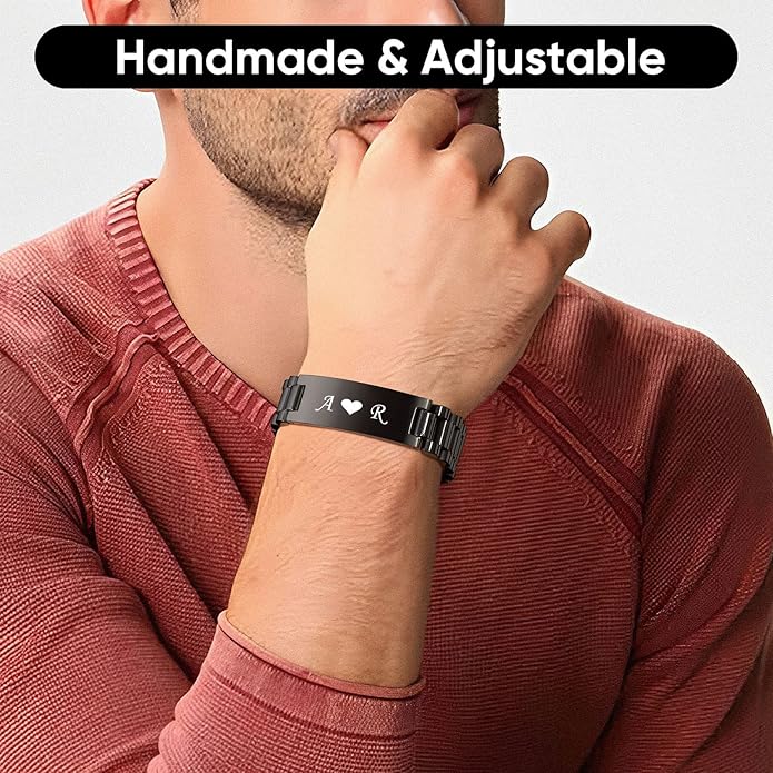 VNOX Masculine Watch Band Stainless Steel Link Bracelet Personalized Jewelry Gift for Men DAD Father Husband Boyfriend