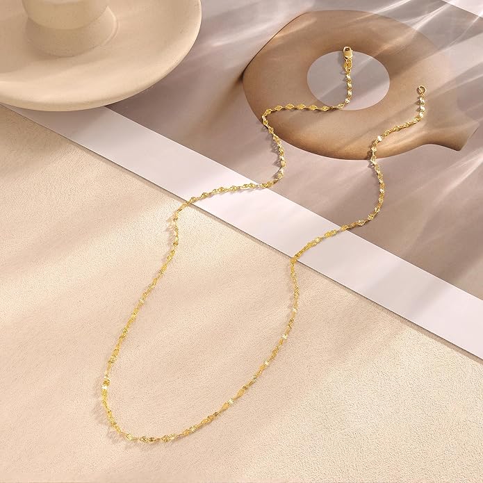 925 Sterling Silver Chain Necklace Link Chain Necklace for Women Simple Dainty 16K Gold Plated Necklace for Women Minimalist Waterproof Silver Necklace Trendy Jewelry Gifts