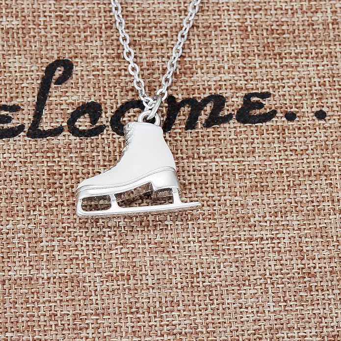 Kivosliviz Skater Necklace Women Teen Ice Skate Themed Figure Skating Necklace