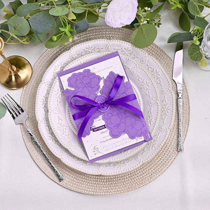 LEEQE Double Face Purple Satin Ribbon 3/8 inch X 50 Yards Polyester Purple Ribbon for Gift Wrapping Very Suitable for Weddings Party Hair Bow Invitation Decorations and More