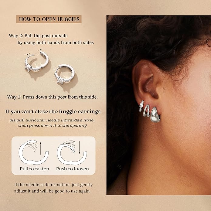 LOYALLOOK 3Pairs Gold Hoop Earrings Set for Women Trendy Huggie Hoop Earrings Stacks for Multiple Piercing 14K Gold Plated Chunky Hoop Earrings Set Hypoallergenic Cartilage Earring Lightweight
