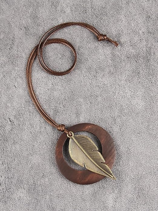 Boho Necklaces for Women Chunky Circle Necklace Layered Boho Circle Leather Choker Necklace Long Vintage Necklaces Bohemian Jewlery Gifts