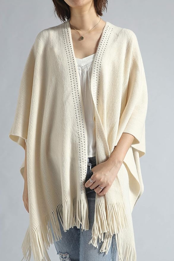 Moss Rose Women's Travel Plaid Shawl Wrap Open Front Poncho Cape for Fall Winter