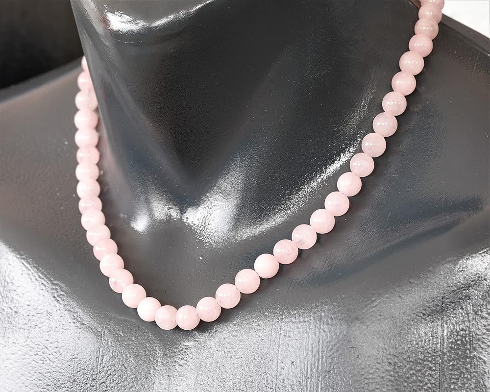 Natural Rose Quartz Beaded Choker, Genuine Pink Crystal Necklace, Fancy Gemstone Choker, 8mm Beads, Unique Fashion Jewelry, Healing Crystal Chakra Necklace, Durable Stone Necklace, Taurus Necklace