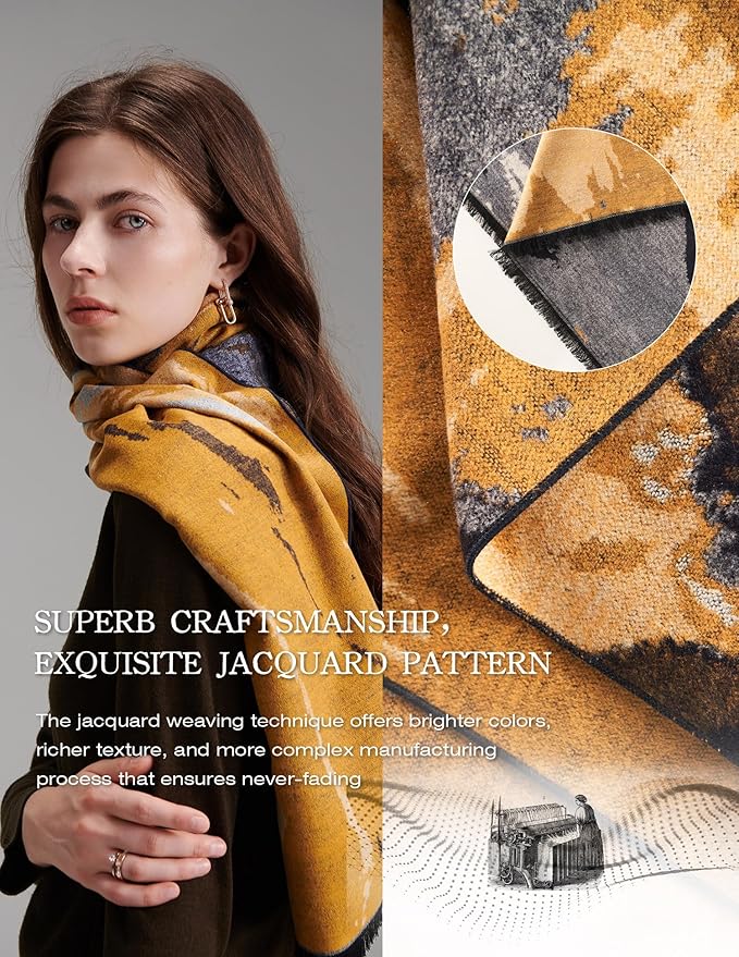 ZHE JIN Luxurious Silk Scarf Shawl Wraps for Women, Warm Scarves Winter Gift, 100% Brushed Mulberry Silk