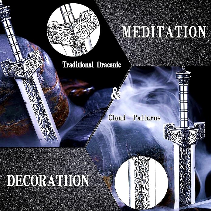 ZiWuark Mens Broken Sword Necklace Lion Head Knight Dragon Sword Pendant Viking Jewelry for Men Women